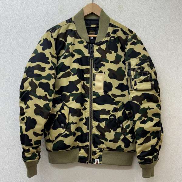 希少 A BATHING APE ベイプ エイプ ミリタリー ジャケット L 楽天市場】15AW A BATHING APE BLACK Leather MA-1 黒金 XL ア