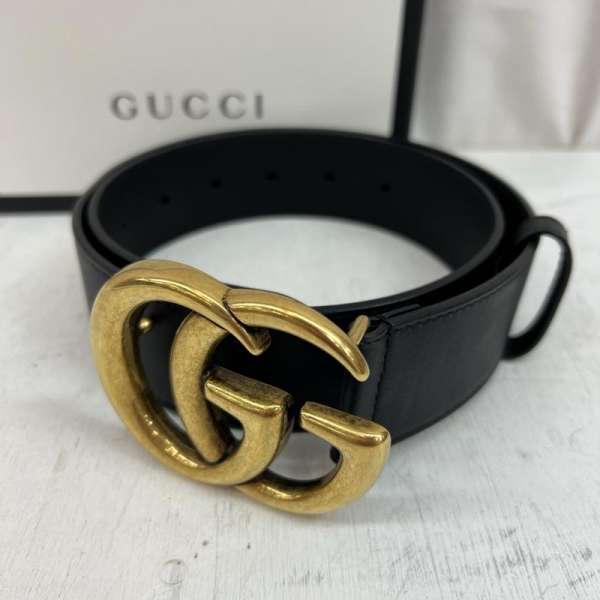 GUCCI グッチ　パールダブルG レディースベルト パール付き ダブルG ワイド ベルトブラック レザー | GUCCI公式