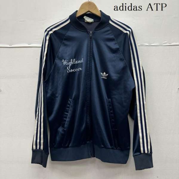 【USA製 80s】アディダス 刺繍 トレフォイル トラックトップ ATP. 古着 80s USA製 adidas ATP 光沢 ジャージ トップ トラック