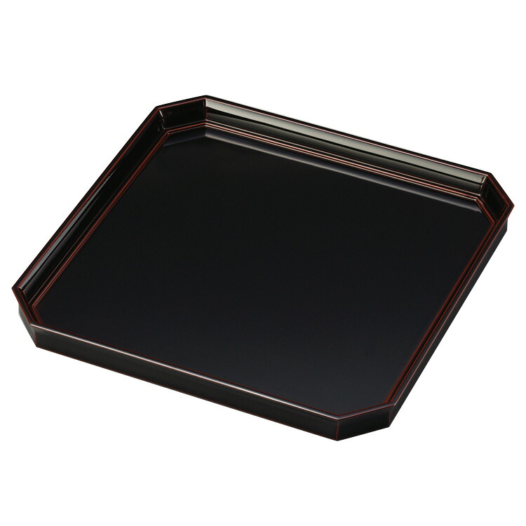 卓上膳 10.5 角切 溜 木製 漆塗り 12-08401