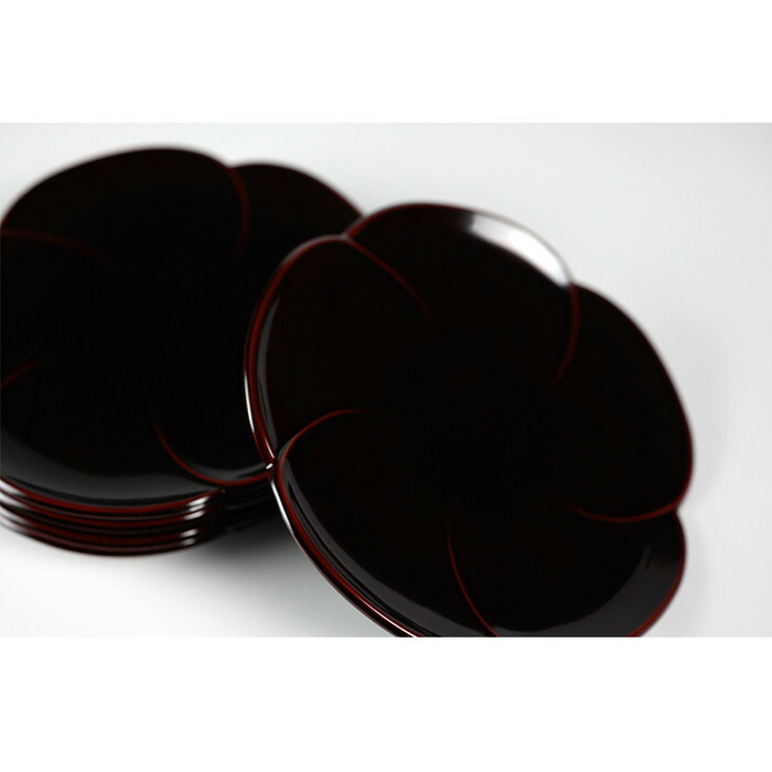 福梅銘々皿5.0 溜/朱 5枚セット 【まとめ買い割引】漆塗りの小皿 取り