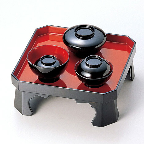 喰初め膳 越前漆器 家紋入 木製食い初め膳（喰初膳） 黒内朱 越前塗り 喰初膳 黒 1組