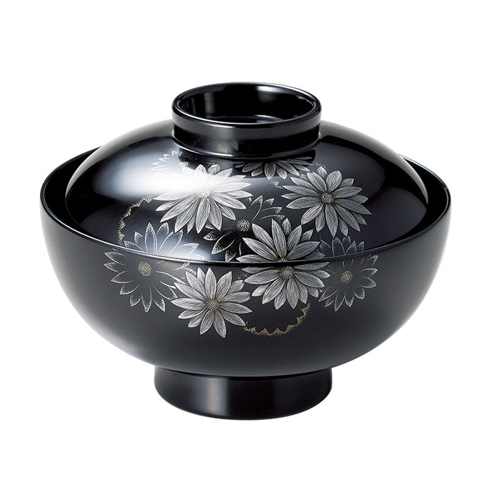 漆器 朱漆 内朱塗 漆器 吸物 懐石椀 煮物椀 10 客 牡丹柄 アンティーク