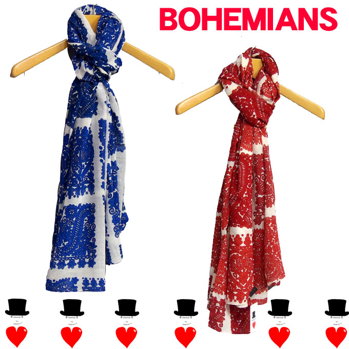 Bohemians (ボヘミアンズ)　プリントストール　ＨＡＮＮＡＨＫＨＡＤＩ（カディコットン素材）に日本でボヘミアンズデザインをプリントしています　大きい長方形で使いやすい形です送料無料｜ISUZUYOKO 11,396円