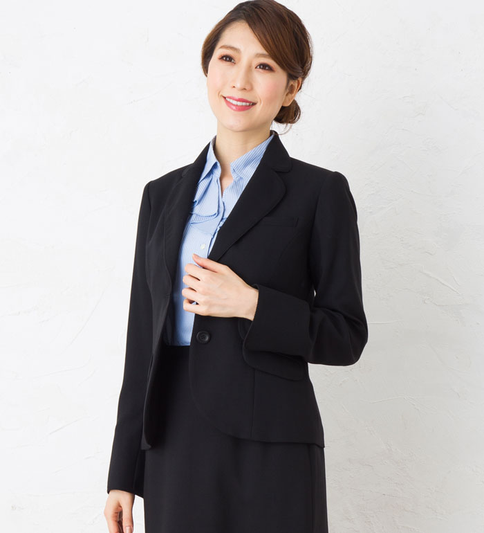 chloe ブラウン ストライプ テーラードジャケット セットアップ／手洗い可】ドライタッチ八分袖テーラード