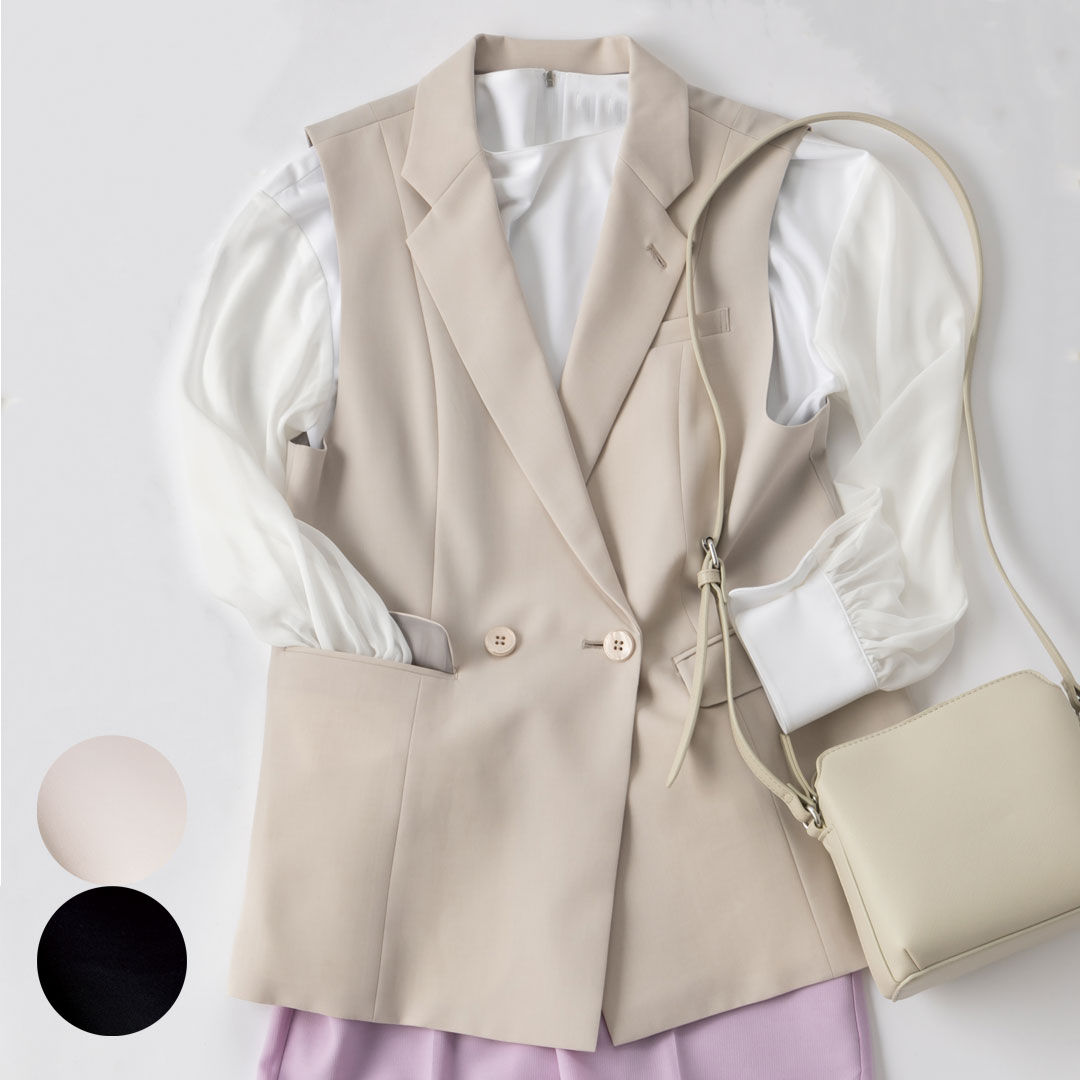 ジレ ロング ベスト レディース 事務服 オフィス 制服 春 夏 秋 冬 春夏 秋冬 ストレッチ 速乾 撥水 エコ素材 2024AW