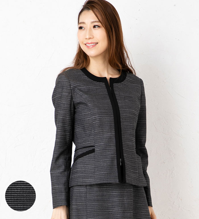 ツイードノーカラージャケット レディース 秋冬 事務服 事務室ユニフォーム BONMAX BONOFFICE