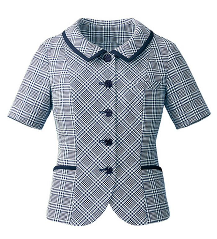 涼を感じる夏のチェック柄オーバーブラウス レディース 事務服 オフィス制服 チクマ ALPHA PIER 2018SS