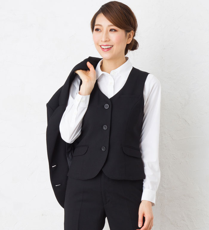 パイピングブラックベスト レディース 春夏 秋冬 事務服 オフィス制服 SunpexIst GROW｜衣・職・自由 ～作業服・事務服～