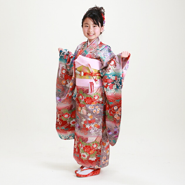 5歳 女の子 赤緑色 四季花 着物セット 七五三 7歳 着物 キッズファッション 7歳 レンタル 七五三 7歳 フルセット レンタル 女の子 赤緑色 四季花 126 753 子ども お祝い着 年中 年少 往復送料無料 Fy16ren07 レンタル 貸衣装ネット便