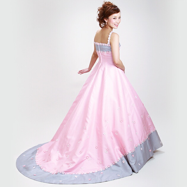 カラードレス カラードレス 海外挙式 リモ婚 振袖 留袖 レンタル Aライン ピンク グレー 海外ウェディング 格安 カラードレス 往復送料無料 レンタル 7号 レンタル 安い 格安 7153 店頭受取対応商品 Fy16ren07 貸衣装ネット便カラードレス