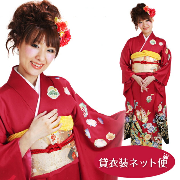 振袖フルセット　紅型　アースカラー　茶色　ブラウン　大人かわいい　成人k3 楽天市場】【レンタル】振袖 レンタル 成人式 振袖 フルセット