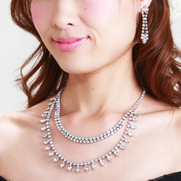 【ネックレス\u0026イヤリング-レンタル】ウェディング アクセサリー シルバー ウェディング ウエディング 結婚式 ウェディングドレス アクセサリー ウェディングアクセサリー ブライダルアクセサリー 120s【レンタル】