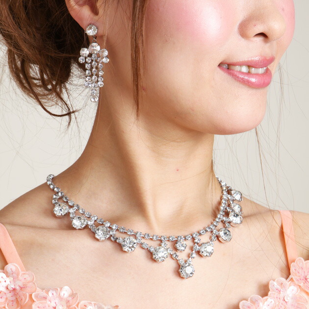 【ネックレス\u0026イヤリング-レンタル】ウェディング アクセサリー シルバー ウェディング ウエディング 結婚式 ウェディングドレス アクセサリー ウェディングアクセサリー ブライダルアクセサリー 33s【往復送料無料】【レンタル】