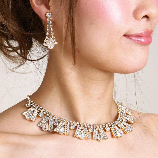 【ネックレス\u0026イヤリング-レンタル】ウェディング アクセサリー ゴールド ウェディング ウエディング 結婚式 ウェディングドレス アクセサリー ウェディングアクセサリー ブライダルアクセサリー 391g【往復送料無料】【レンタル】