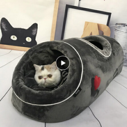 NEW! ホンブルグ帽猫ほら穴 生あたたかい 子ネコ 愛玩動物 ベッドフランネルマット 水平坑 冬 手あそび 臥榻 tbq064