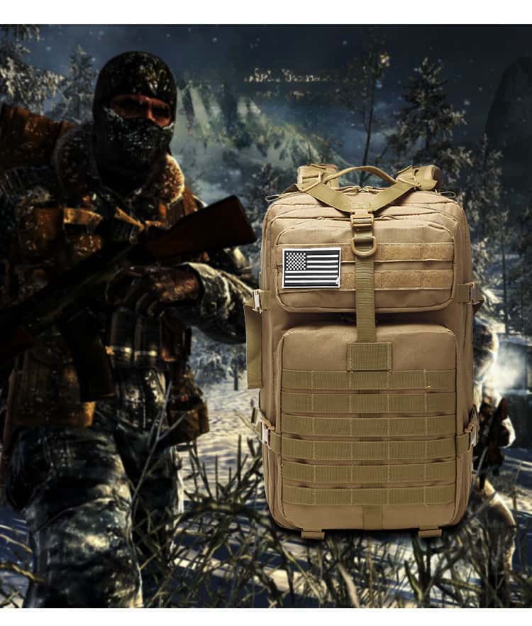 【楽天市場】【防水＆大容量】ミリタリー タクティカル バックパック 45L - パープル MOLLEシステム 高強度ナイロン 防水素材 パラ