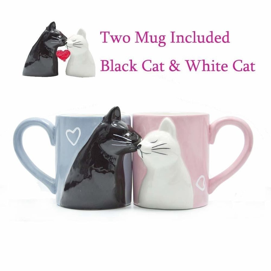 2ピース 高級キス猫カップ カップル セラミックマグカップ 結婚 記念日 朝マグ ペア ミルクコーヒー ティー バレンタインデー｜I tainment SHOP