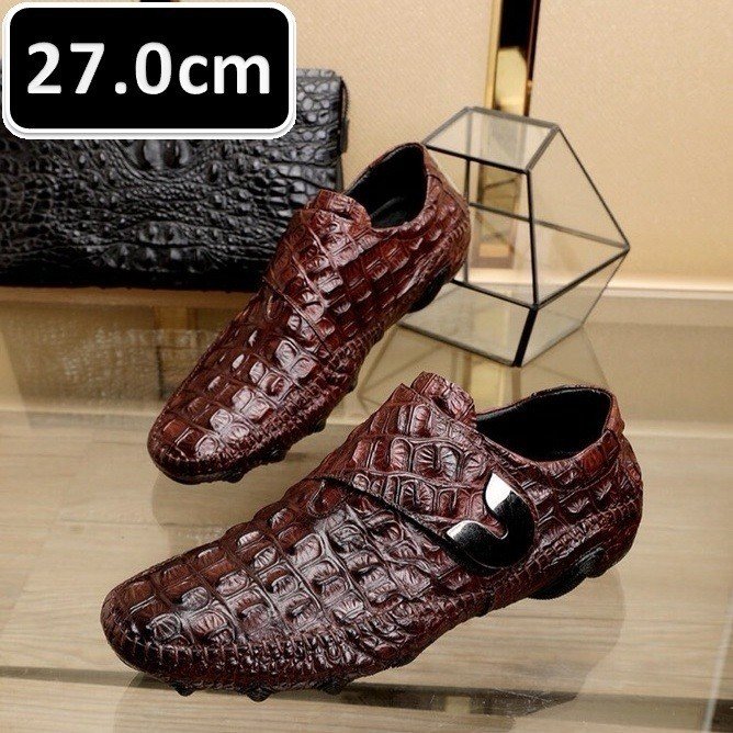 クロコダイル 紳士 ビジネスシューズ ボルドー 27.0cm ワニ革 靴 メンズ 総本革 ラウンドヘッド レザーシューズ|I tainment SHOP