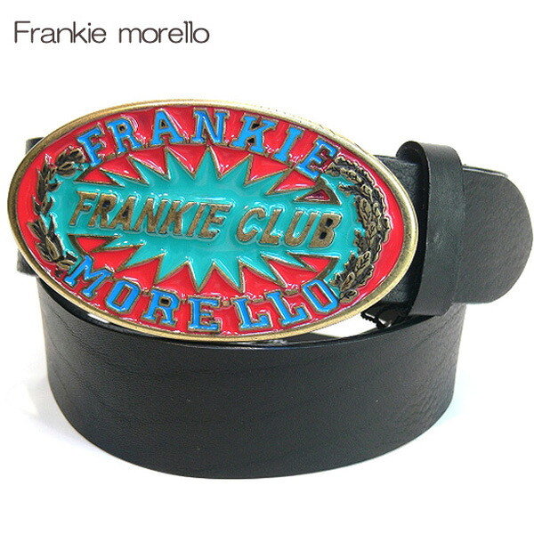革ベルト レザーベルト 本革ベルト Frankie morello イタリア製 インポート 楕円ロゴ入りデカバックル フランキーモレロ