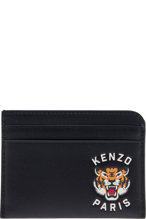 KENZO コインケース　ブラック　タイガーロゴ刺繍 BL-0241-FB6 KENZO ケンゾー CARDHOLDER ON STRAP タイガー 刺繍 ロゴ ネック