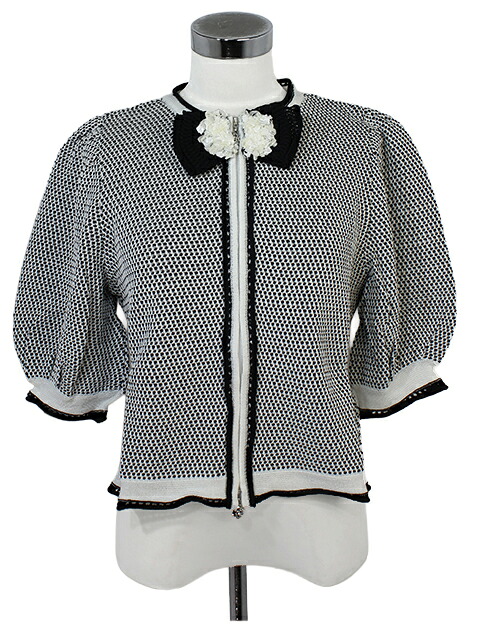【40%OFF】 【M'S GRACY　エムズグレイシー】 モチーフ付きからみジップニット