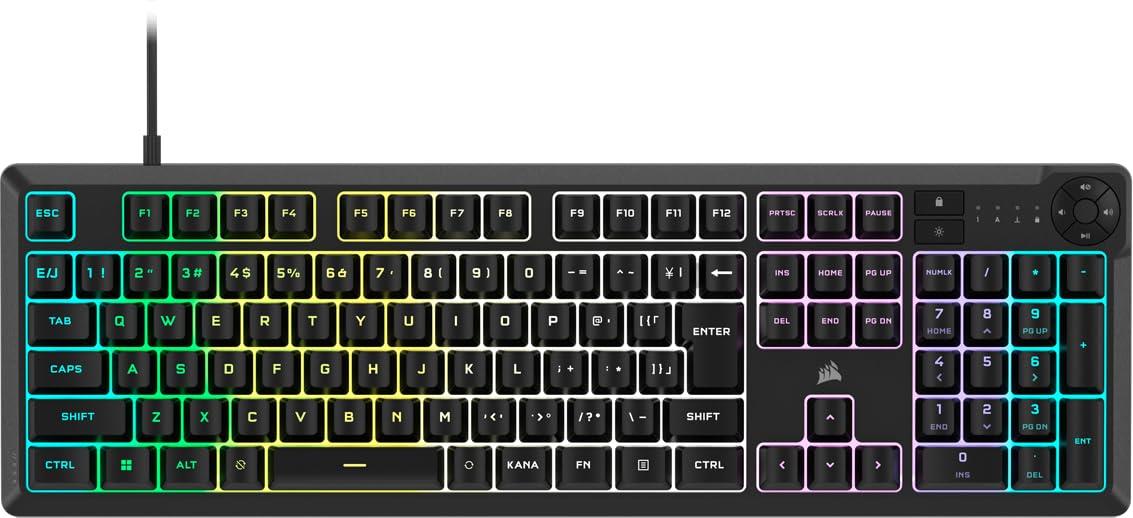 CORSAIR K55 CORE RGB ゲーミングキーボード iCUE対応 10 ゾーン RGB ４つの専用メディアキー 静音性と応答性のスイッチ 300ml 防滴 CH-9226C65-JP