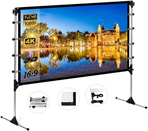 スクリーン 120インチ 16:9 プロジェクタースクリーン スタンド付き 自立式スクリーン projector screen スクリーン 壁掛け 持ち運び 折りたたみ式 投影用 3D フルHD 4K解像度 ビジネス会議 教室 映画 適用 (120インチ)｜アイテムストア大阪本店