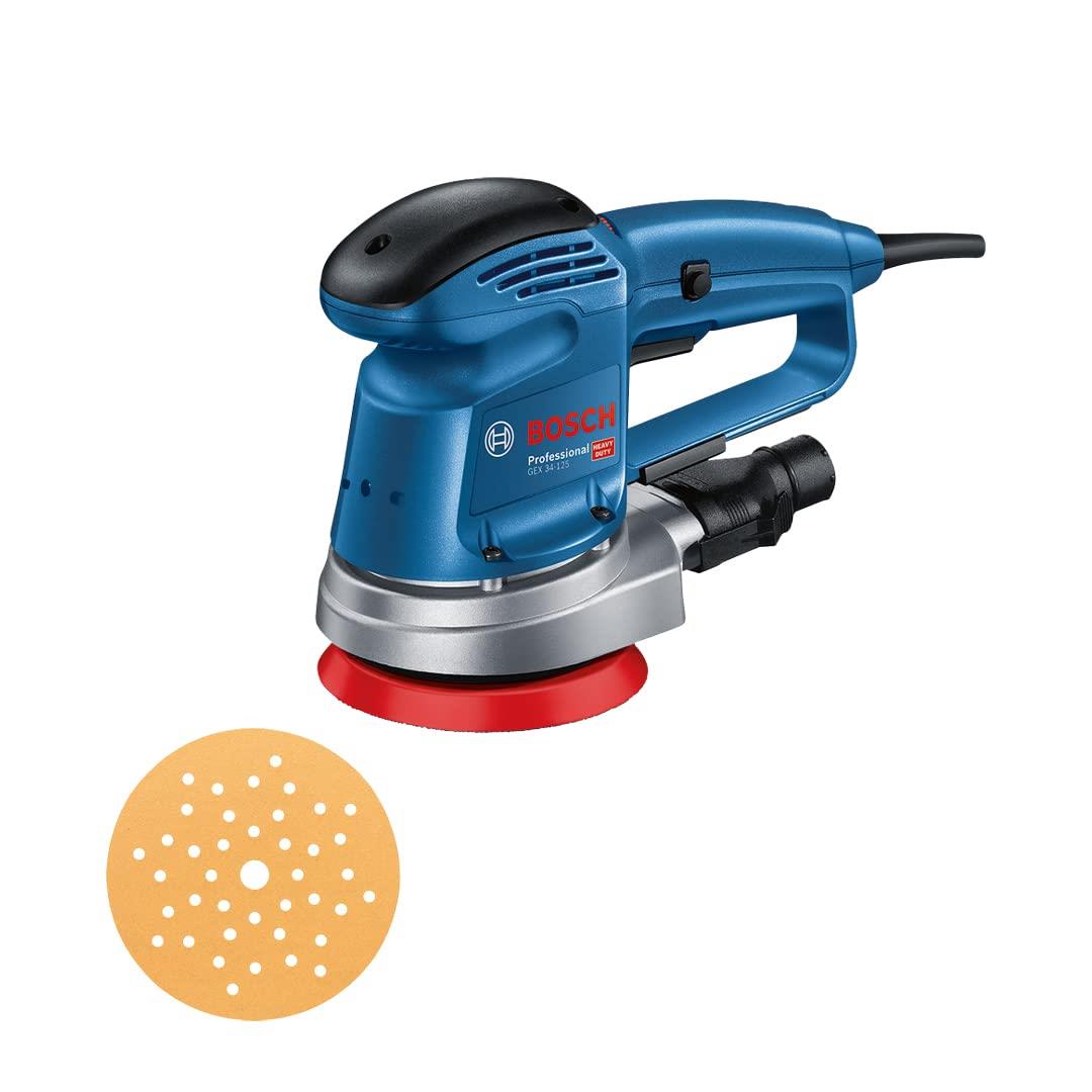 Bosch Professional(ボッシュ) 100V吸じんランダムアクションサンダー(補助ハンドル 、マイクロフィルターユニット、125mmφマルチホールパッド、六角棒レンチ、125mmφサンディングペーパー付き) GEX34-125