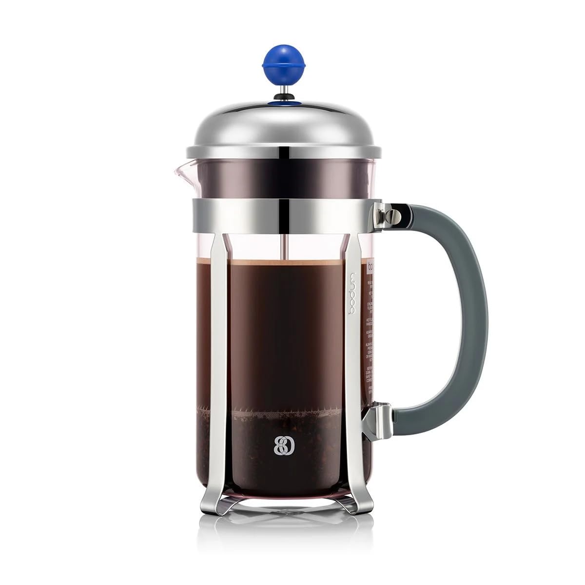 BODUM ボダム 珈琲製造会社 珈琲押しつける CHAMBORD もの言う花どんぶり鉢 フレンチ押しつける 珈琲製造会社 1000ml 80周年押さえる さくら色 × 青碧 × 薄墨色 ステンレス鋼水漉し 硝子ビーカー 浸漬式 珈琲 【定め事品】 1928-656-80