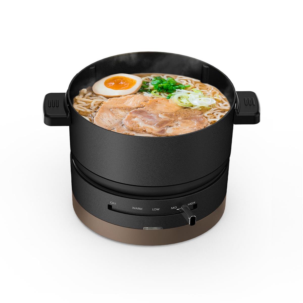 ハゴオギ (HAGOOGI) 明かり鍋 1L 600W 高だか生活様式用 大衆食堂鍋 砂紋お皿 硝子蓋 体温合わせる役立つこと 着脱式 丸洗い可 一台多役 一人鍋 なべ大いさ17糎 パウダーコンパクト 一人用 鍋 車中泊 自炊 難民キャンプ 黒いこと