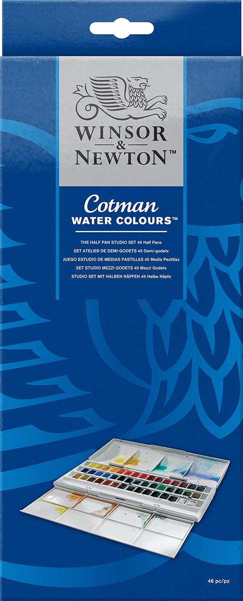 Winsor & Newton ウィンザー&ニュートン 水彩絵具 コットマン ウォーターカラー スタジオセット ハーフパン 40色セット 18909471｜アイテムストア大阪本店