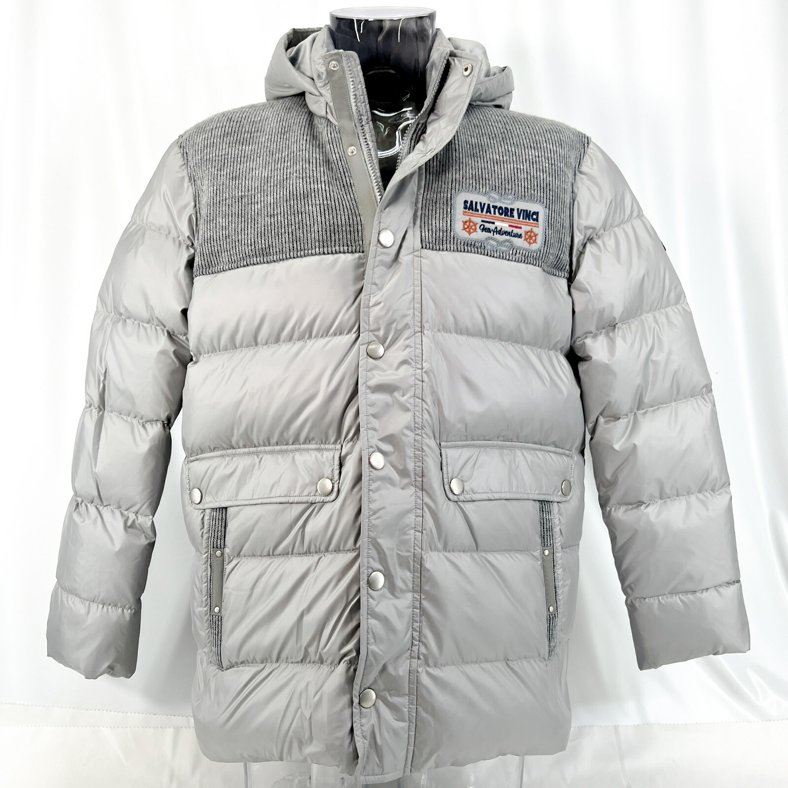 ダブルジップ 2way ダウン ジャケット グレー レオパード サイズ1 ダブルジップ 2way ダウン ジャケット グレー レオパード サイズ1