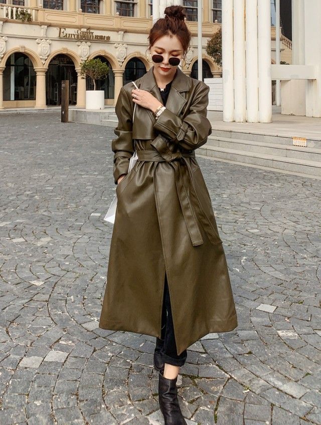 専用　トレンチコート　レザーコート　スーパーロングコート レザートレンチコート レザーコート ロングコート オーバーコート
