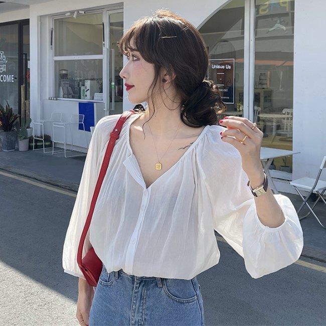 ブラウス 長袖 レディース 春 シャツ パフスリーブ ゆったり 長袖ブラウス オフィス 秋 ギャザーブラウス 長袖シャツ 大人可愛い シャツ バレンタイン プレゼント｜イットネスショップ