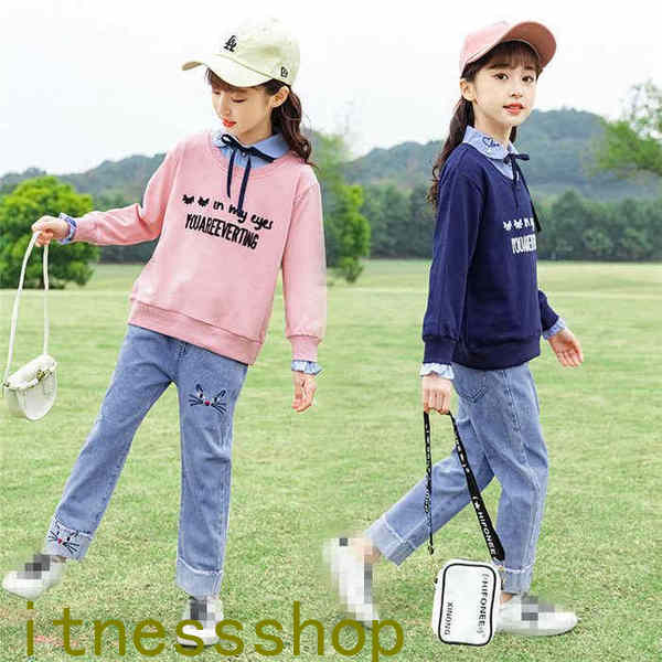 THOM WILLS 新生活 セットアップ 子供服 長袖 2点セット パーカー キッズ 女の子 デニムパンツ ジャージ 上下セット シャツ 春秋 パーカーロングパンツ 登山着 スポーツウェア 可愛いおしゃれ 秋着 キッズ トップス｜イットネスショップ