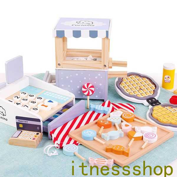 木製 おままごと ワッフル キャンディ ポップコーン キャッシャーセット ごっこ遊び 木のおもちゃ 子供 キッズ 木のおままごと 女の子 男の子 ままごと 学習 知育玩具 出産祝い 入園お祝い 親子遊び 誕生日 バースデー 可愛い