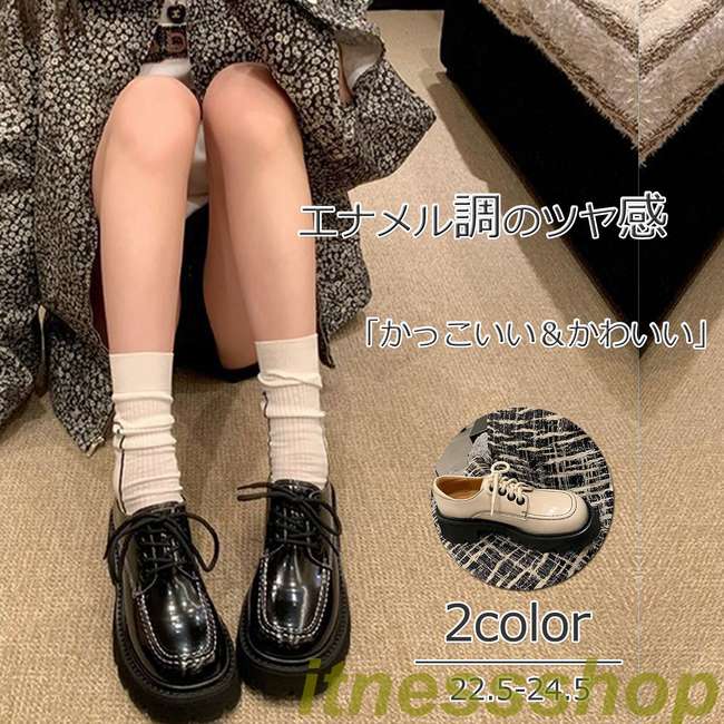 厚底ローファー ステッチ パンプス 軽い 防水性 スクエアトゥ ローファー 厚底 ローファーパンプス おでこ靴 幅広 通学 通勤 履きやすい 滑り止め 軽い 防水｜イットネスショップ