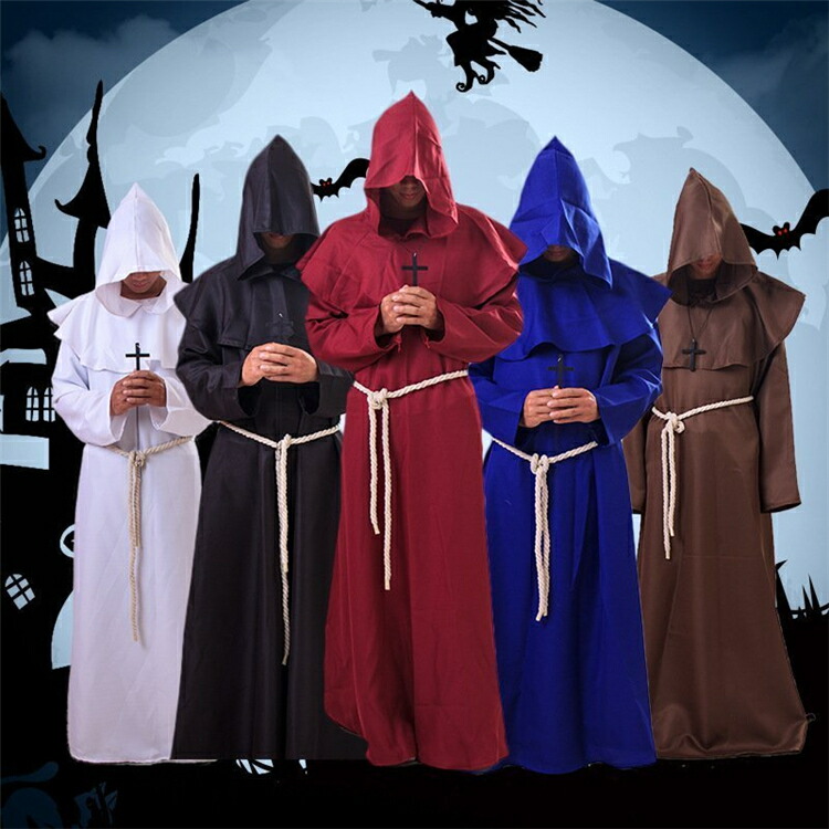 ハロウィン コスプレ 死神 ロング マント フード付き コート 大人 魔法使い 中世の僧侶のロープ メンズ 牧師 悪魔 ホラー 怖い 仮装 衣装 コスチューム