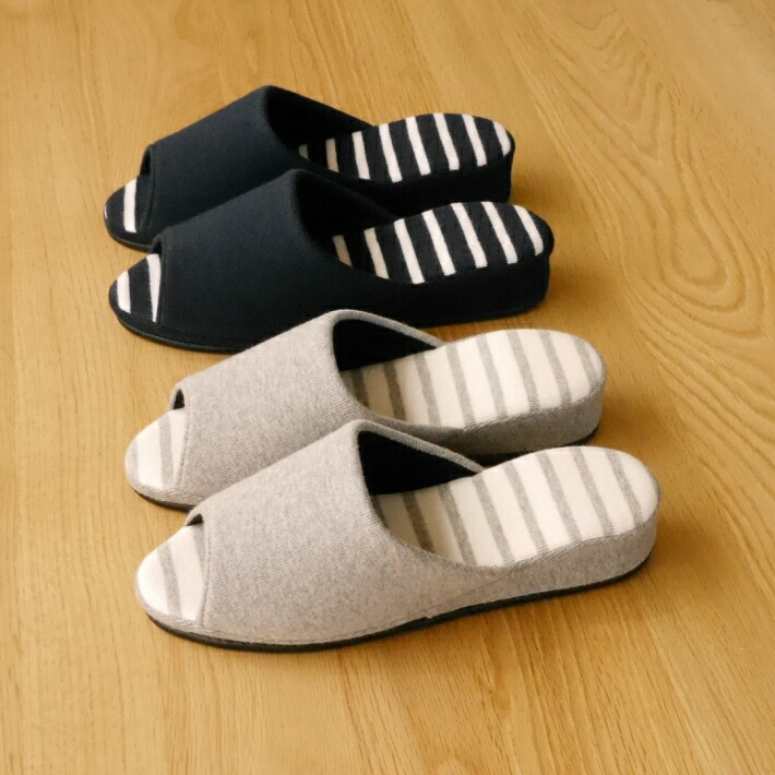 おしゃれ ヒールスリッパ ニット フリーサイズ フォーマル グレー ネイビー 入学式 卒業式 学校行事 ボーダー 室内履き かわいい インドネシア製 秋冬用に カジュアル Letempslev K7a Com