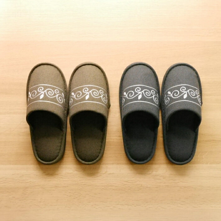 日本製 紳士 蔦刺繍 スリッパ Lサイズ 来客用 ルームシューズ お客様用スリッパ おしゃれ 通年用 豪華 華やか 普段履き 秋冬物 あったか アジアン 北欧風 外縫い 大きいサイズ Letempslev K7a Com