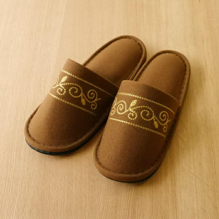 日本製 蔦刺繍 スリッパ 来客用 ルームシューズ お客様用スリッパ おしゃれ 通年用 豪華 華やか 普段履き 秋冬物 あったか アジアン 北欧風 外縫い Korkmazmauritius Com