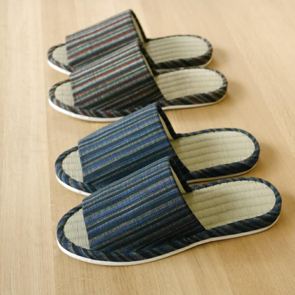 日本製 紳士和ストライプ タタミ中 スリッパ メンズサイズ 来客用 ルームシューズ 来客用スリッパ お客様用スリッパ おしゃれ 通年用 シンプル 畳 ゴザ 和風 春 夏用 Marcsdesign Com