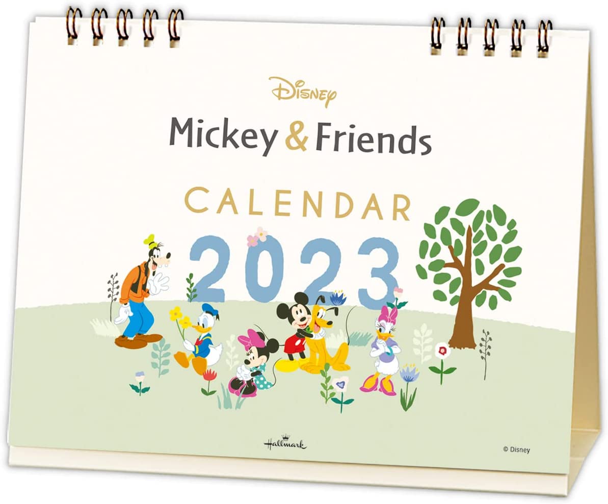 ミッキー＆フレンズ 壁掛けカレンダー 2023年 お土産 ディズニー シール付き 日曜始まり グッズ 