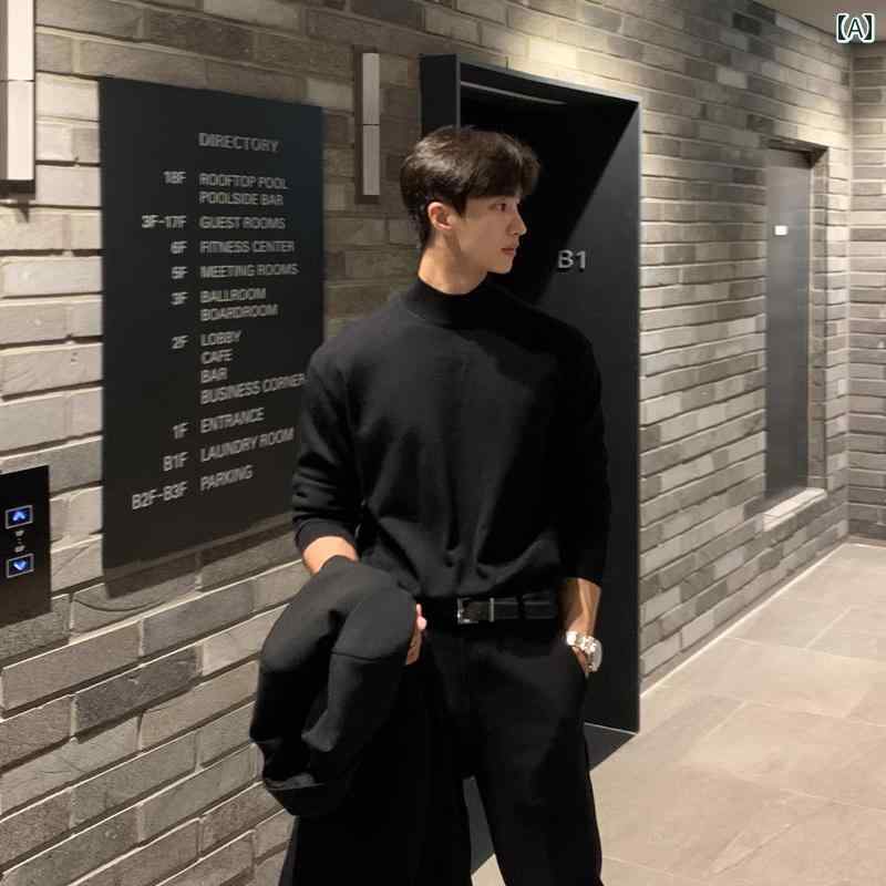 メンズ ファッション 春夏 秋冬 かっこいい オシャレ モテ 男性用 紳士服 服 韓国 シンプル 大人 ベルベット ハーフ タートルネックシャツ ベルベット コート スーツ メンズ 長袖 T シャツ