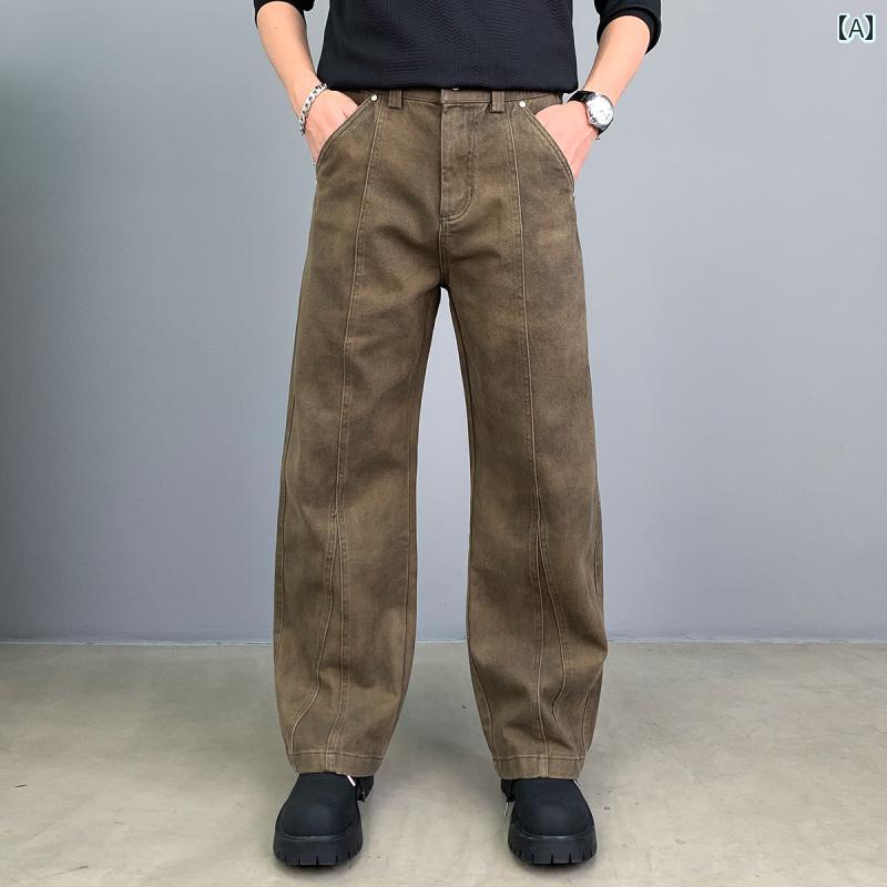 メンズ ファッション 春夏 秋冬 かっこいい オシャレ モテ 男性用 紳士服 服 韓国 シンプル 大人 レトロ メラード フィット カーゴパンツ メンズ ストリート クリーン フィット ワイド レッグ ジーンズ カジュアル パンツ｜イトウショップ20