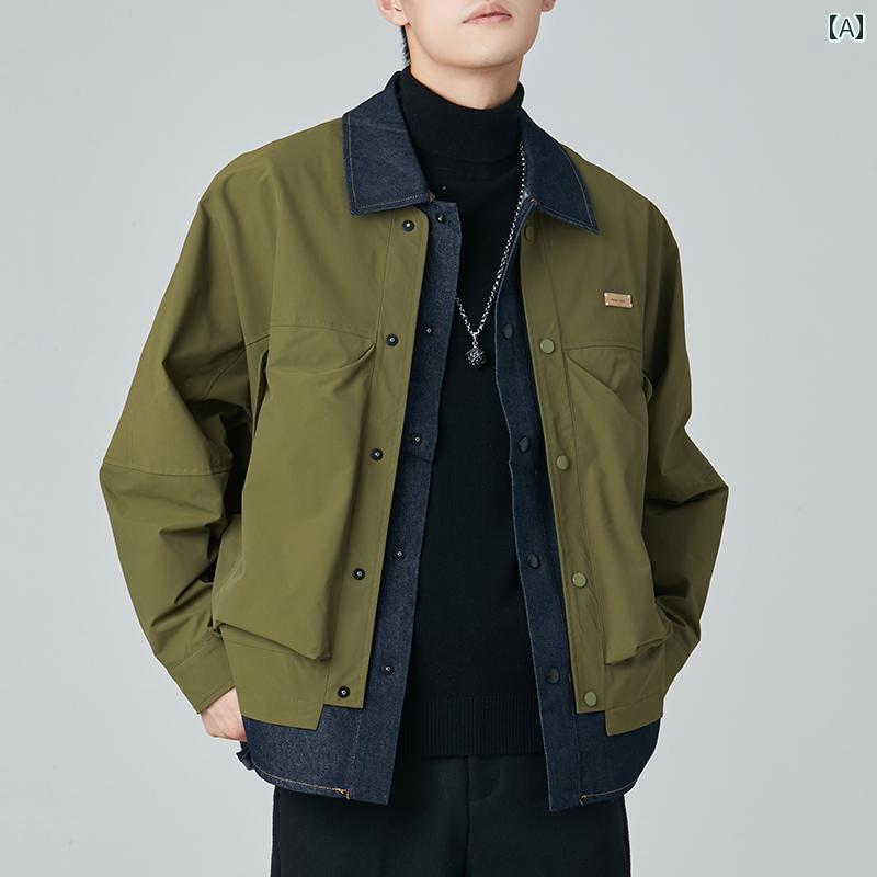 メンズ ファッション 春 夏 秋 冬 かっこいい オシャレ モテ 男性用 紳士服 服 韓国 シンプル 大人 男性用 フェイク ツーピース ジャケット 春秋 早春 ジャケット 薄手 トップ|イトウショップ20