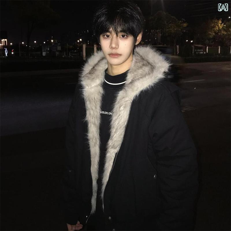 メンズ 流行り物 春夏 秋冬 かっこいい オシャレ モテ 成人男性用 成人男性服  服 韓国 分かりやすい 成年者 毛革色つや ボンネット 上衣 綿織物  上衣 メンズ 朦々たる 生あたたかい アメリカン 遊撃手 丈 綿織物  厚地の外套