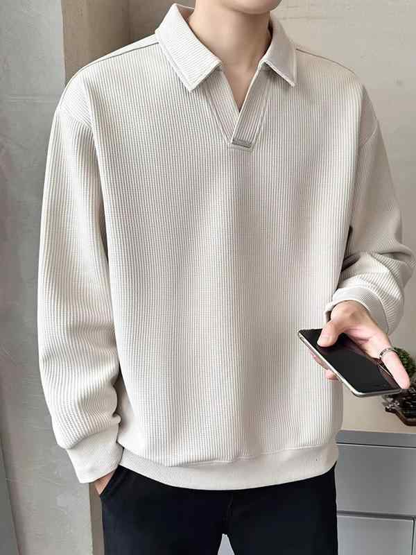 メンズ ファッション 春夏 秋冬 かっこいい オシャレ モテ 男性用 紳士服 服 韓国 シンプル 大人 アメリカン 厚手Vネック スウェットシャツ レトロ 質プルオーバー カラー 長袖 T シャツ ジャケット