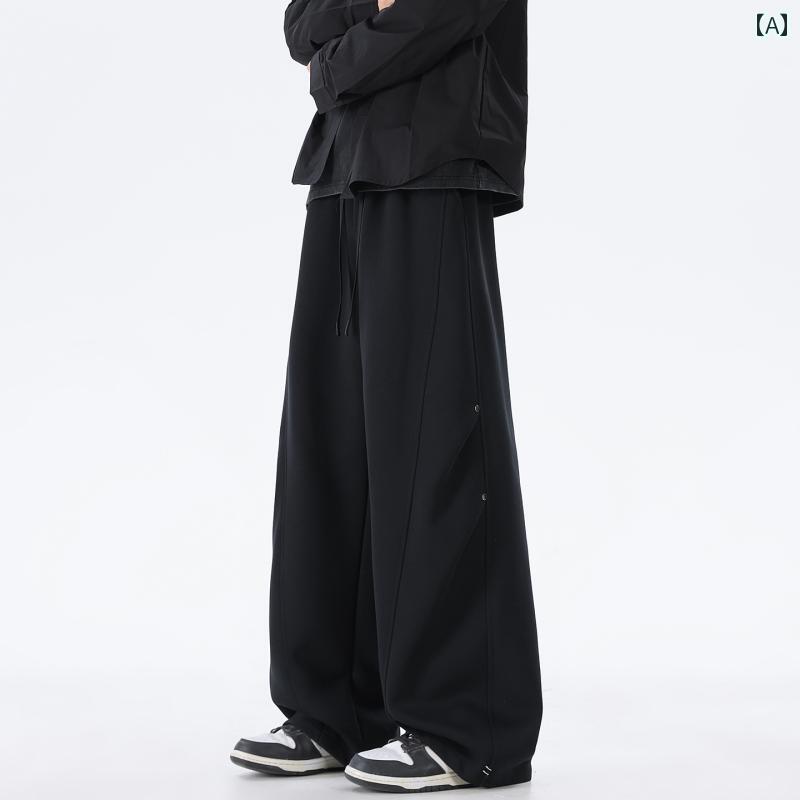 メンズ ファッション 春夏 秋冬 かっこいい オシャレ モテ 男性用 紳士服 服 韓国 シンプル 大人 スウェットパンツ　スタイル　ゆったり　フィット　快適　ゆったり　スポーティ　パンツ　ストレート　レッグ　アメリカン　ロング　パンツ